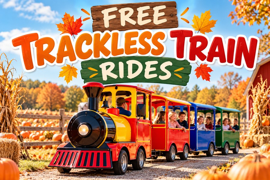 Free trackless train rides at the pumpkin patch